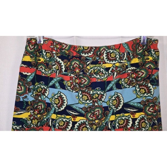 LuLaRoe Leggings Tall & Curvy Multicolor Striped Floral - Picture 2 of 11